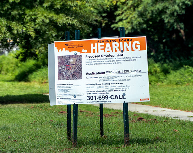 Planning Board Public Hearing sign